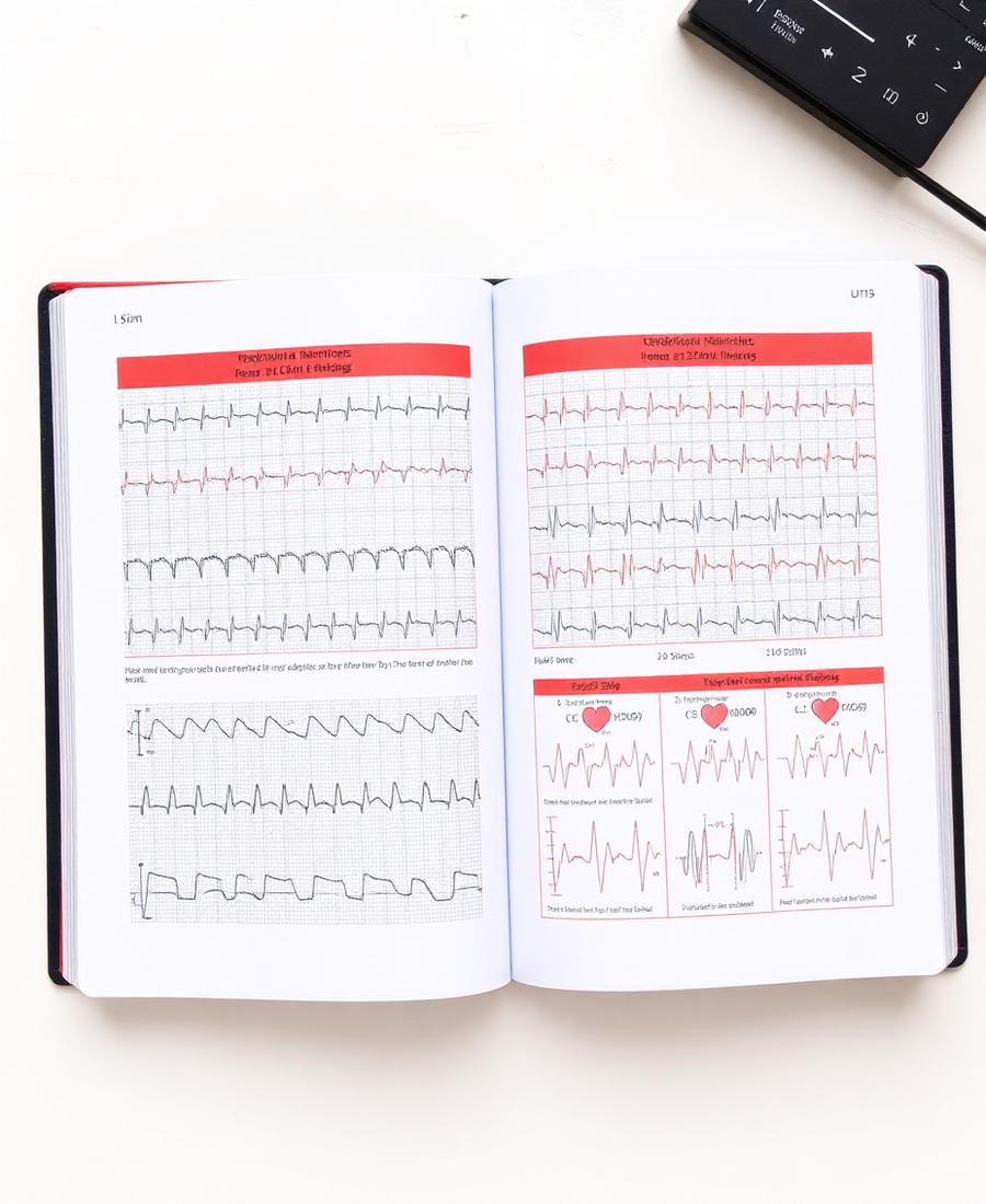 Sample page with ECG rhythm strips and patterns